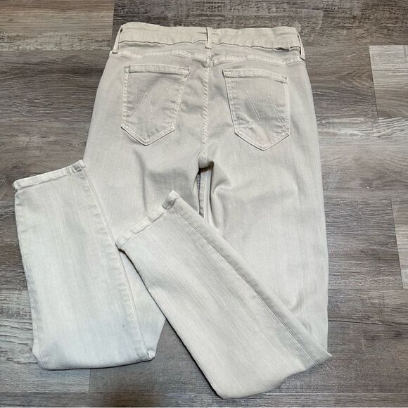 MOTHER Jeans Women’s Size 25 The Looker Crop Ivory Distressed Neutral Minimalist - Picture 9 of 12